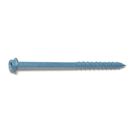 Masonry Screw, 1/4 Dia., Hex, 4 In L, Steel Blue Ruspert, 100 PK